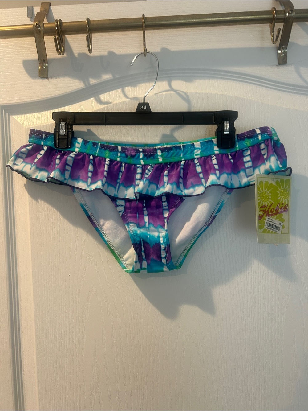 New hobie Tie-Dye Ruffle Bikini Bottoms - Teal & Purple large